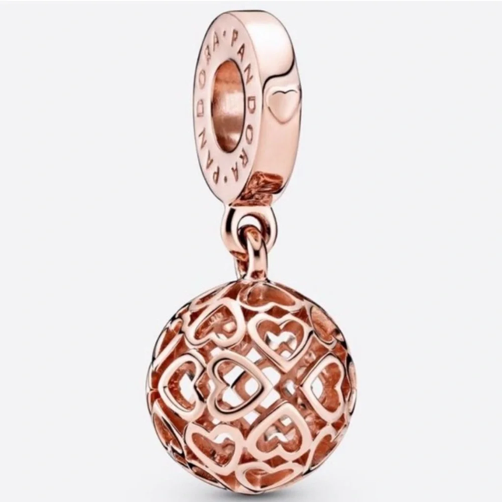 Pandora Harmonious Hearts Rose Gold Dangle Charm - Picture 1 of 3